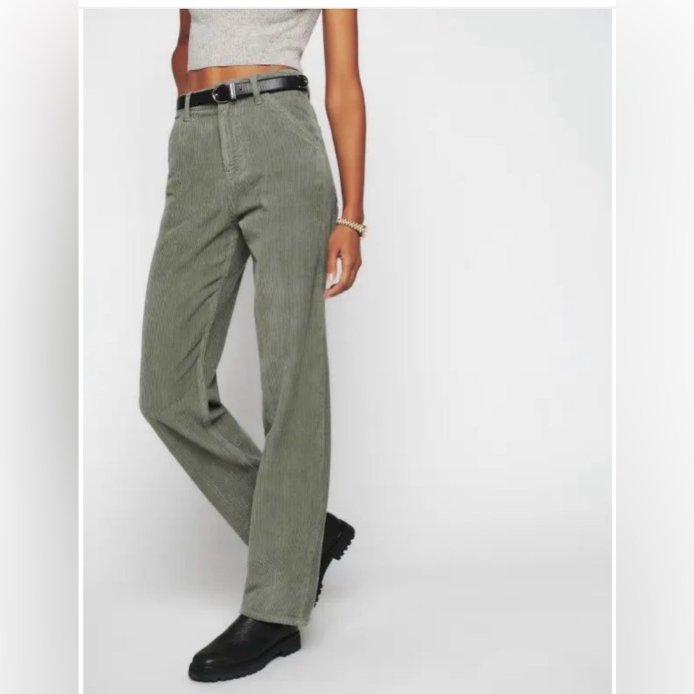 REFORMATION • Wilder painter high rise wide leg corduroy pants - 27 - moss green